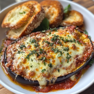 Eggplant Parmesan with Garlic Bread