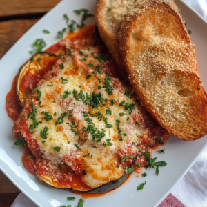 Eggplant Parmesan with Garlic Bread