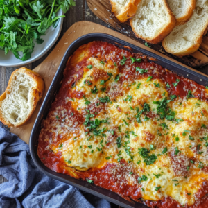 Eggplant Parmesan with Garlic Bread