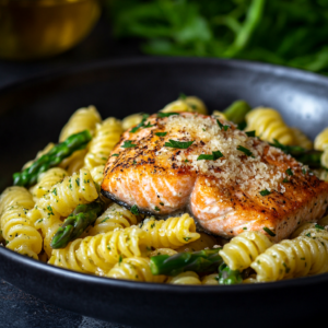 Salmon with Pasta and Asparagus