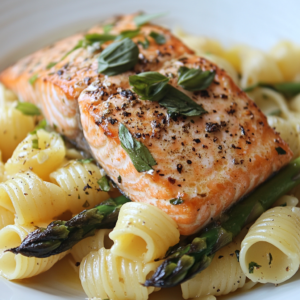 Salmon with Pasta and Asparagus