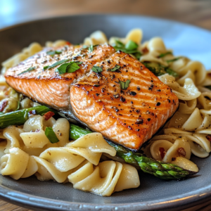 Salmon with Pasta and Asparagus