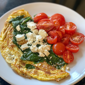 Spinach Tomato and Feta Omelette