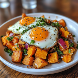 Sweet Potato Hash with Fried Eggs
