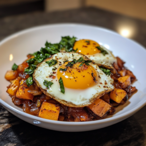 Sweet Potato Hash with Fried Eggs