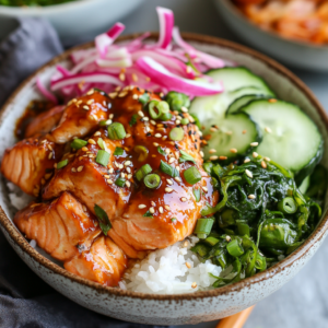 miso glazed salmon bowl