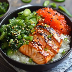 miso glazed salmon bowl