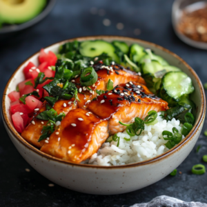 miso glazed salmon bowl